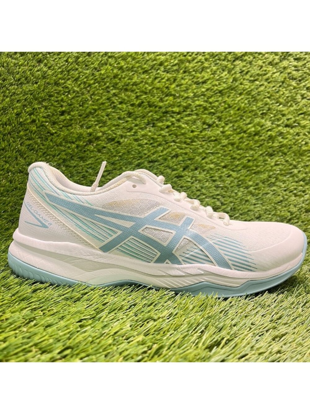 Asics Gel-Game 8 Womens Size 9.5 White Blue Running Tennis Shoes Sneakers